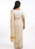 Kerala Kasavu Saree with Runnig Blouse Piece | Onam Vishu Pongal Special Cotton Traditional South Indian Saree